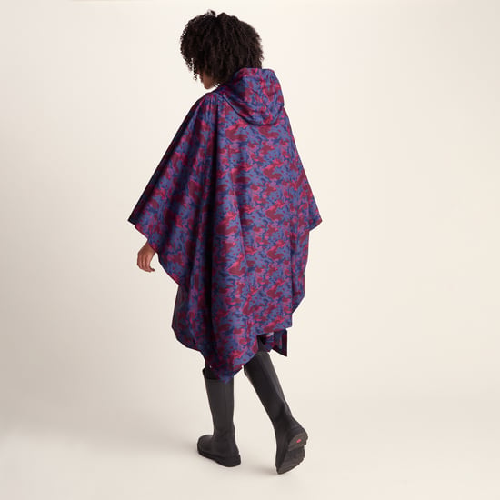Drench Unisex Waterproof Poncho - Oxford Blue Abstract Print - Image 2