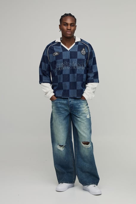 Stonewash Ripped Knee Baggy Fit Jeans - Image 4