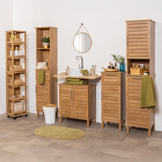 4bathroomz Bozen badkamerkast met wasmand kolomkast - - Image 2
