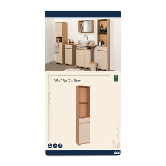 4bathroomz Trente badkamerkast hoog kolomkast /beige - Image 5