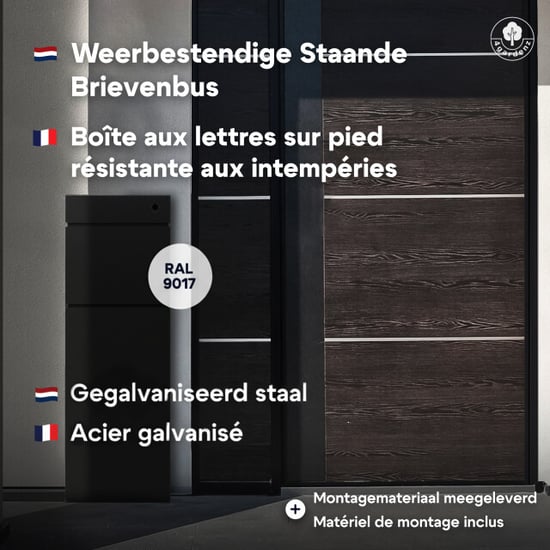4gardenz ® vrijstaande brievenbus gegalvaniseerd staand met slot - - Image 3
