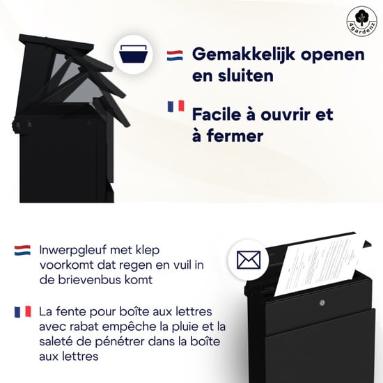4gardenz ® vrijstaande brievenbus gegalvaniseerd staand met slot - - Image 4