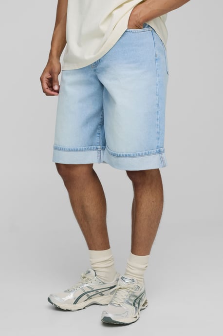 Regular Fit Washed Turn Up Hem Jorts - Image 1
