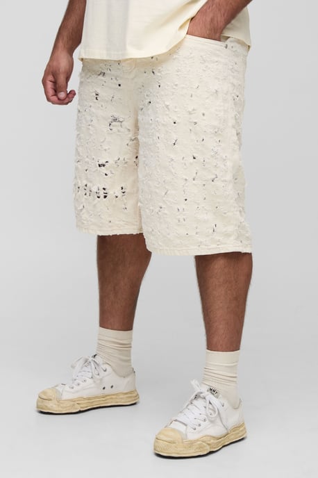 Plus Lasered Super Distressed Jorts - Image 1