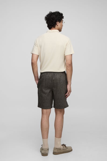 Elasticated Waist Relaxed Fit Herringbone Shorts - Image 2