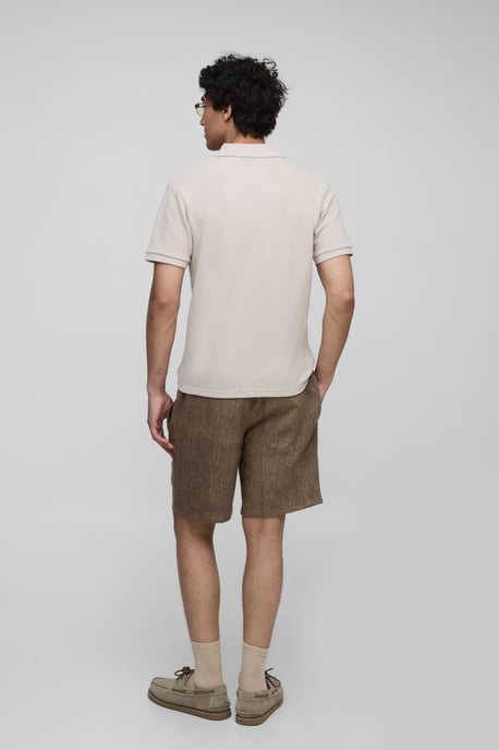 Elasticated Waist Relaxed Fit Herringbone Shorts - Image 2