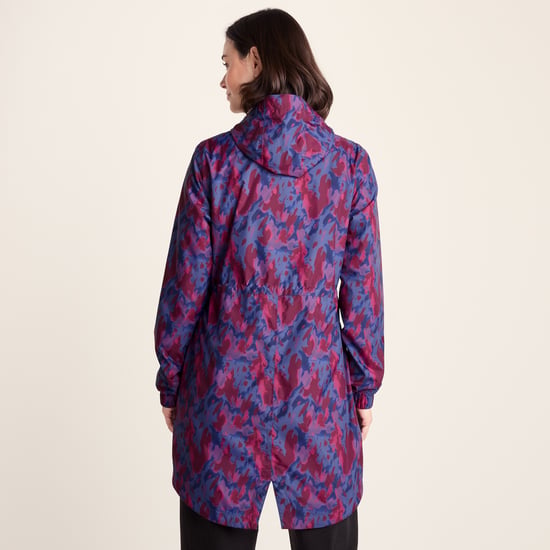 Kilnsey Womens Waterproof Jacket - Oxford Blue Abstract Print - Image 2