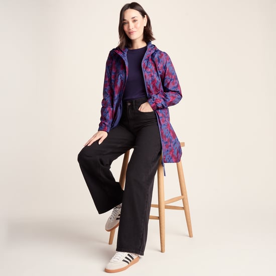 Kilnsey Womens Waterproof Jacket - Oxford Blue Abstract Print - Image 4