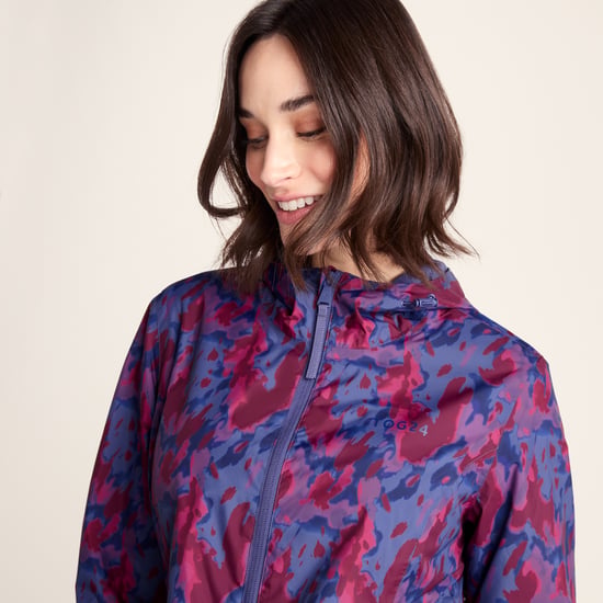 Kilnsey Womens Waterproof Jacket - Oxford Blue Abstract Print - Image 6