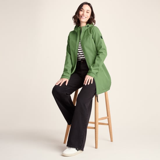 Keld Womens Long Shower Resistant Hooded Softshell Jacket - Dark Matcha - Image 4