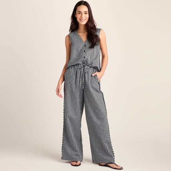 Ferne Womens Gingham Trousers - Black Check - Image 1