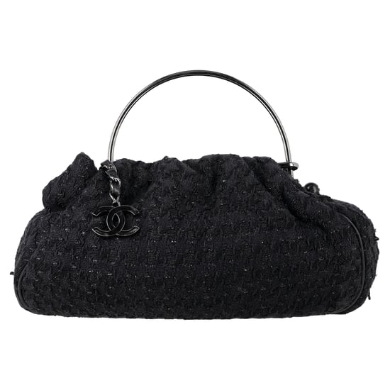 Chanel Tweed Knitting Top Handle Bag in Black Cotton - Image 1