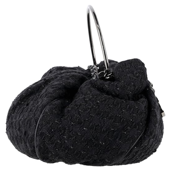 Chanel Tweed Knitting Top Handle Bag in Black Cotton - Image 2