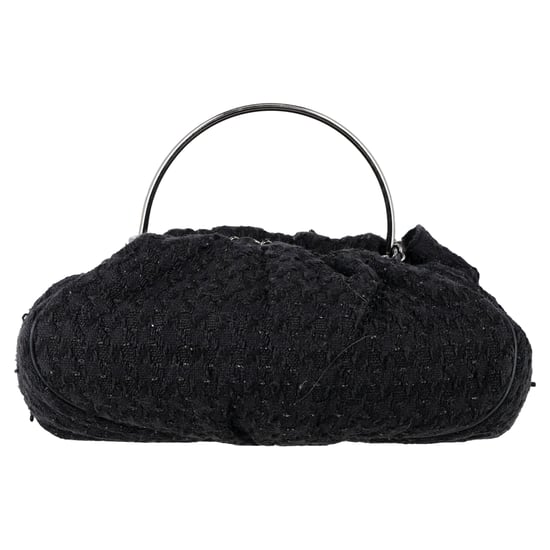 Chanel Tweed Knitting Top Handle Bag in Black Cotton - Image 3