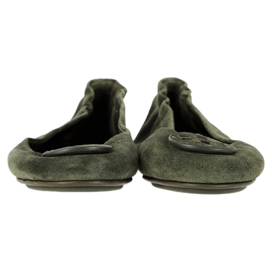Tory Burch Minnie Travel Ballerinaskor i grön mocka - Image 2