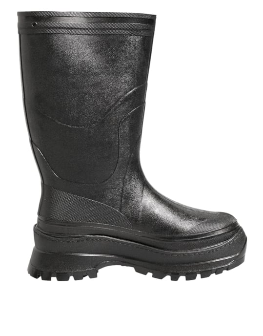 Dolce & Gabbana Metalliska Svarta Gummistövlar För Män - Image 1