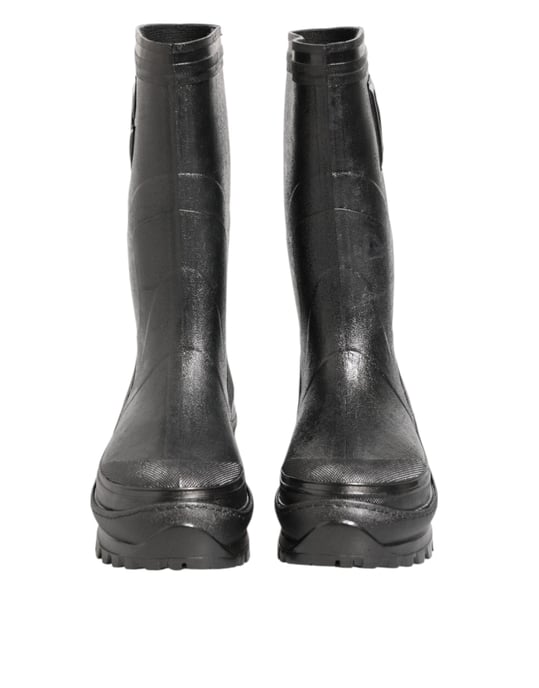 Dolce & Gabbana Metalliska Svarta Gummistövlar För Män - Image 3