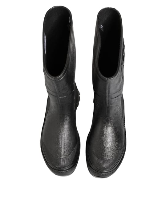 Dolce & Gabbana Metalliska Svarta Gummistövlar För Män - Image 4