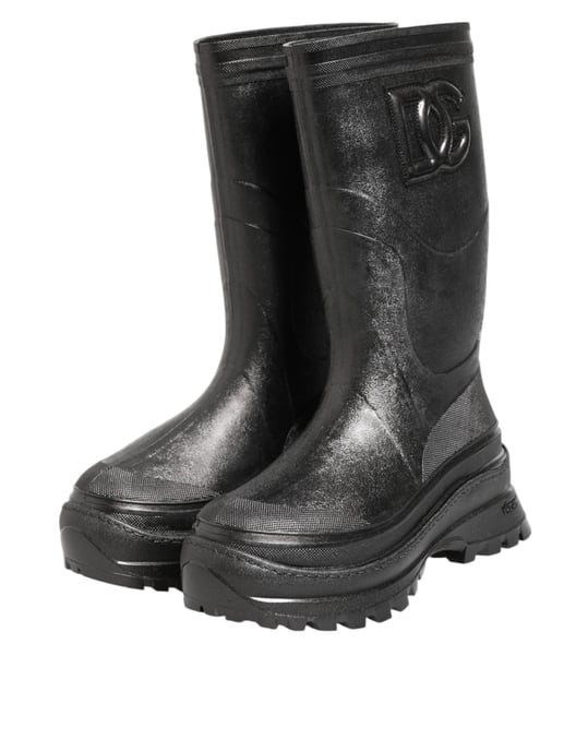 Dolce & Gabbana Metalliska Svarta Gummistövlar För Män - Image 5
