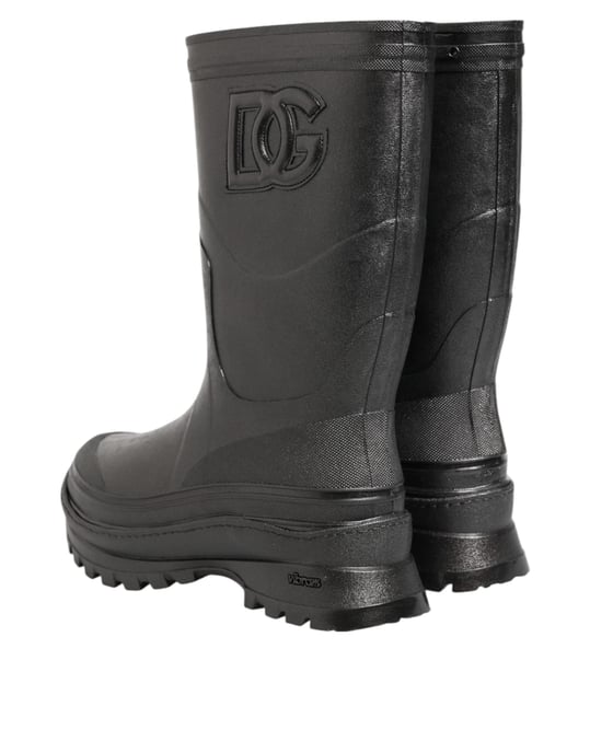 Dolce & Gabbana Metalliska Svarta Gummistövlar För Män - Image 6