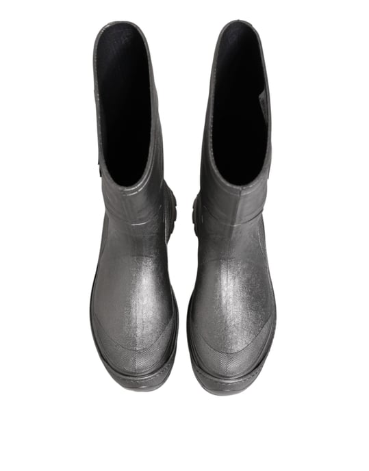 Dolce & Gabbana Metallic Silver Pull On Rain Boots Shoes - Image 3