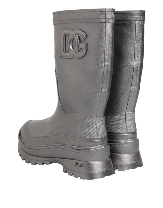 Dolce & Gabbana Metallic Silver Pull On Rain Boots Shoes - Image 5
