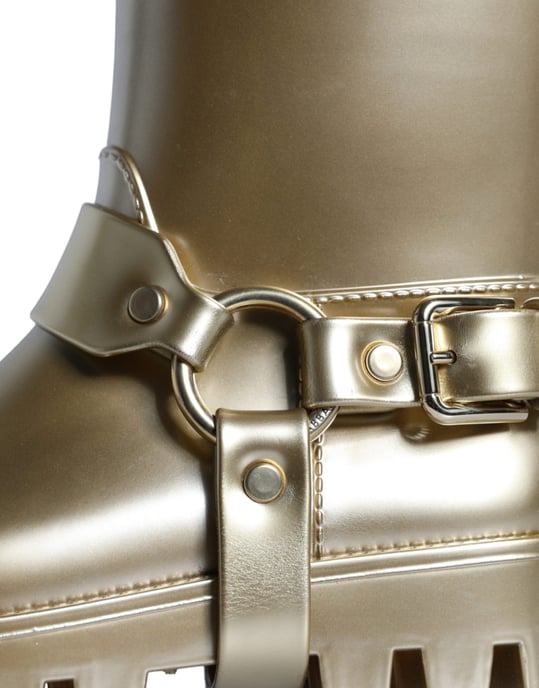 Dolce & Gabbana Metallisk Guld Gummi PVC Regnstövlar Skor - Image 6