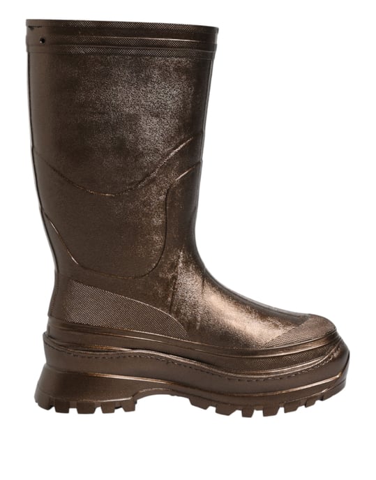 Dolce & Gabbana Metallisk Brons Drar På Regnstövlar Skor - Image 2