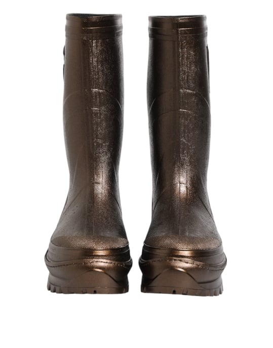 Dolce & Gabbana Metallisk Brons Drar På Regnstövlar Skor - Image 3