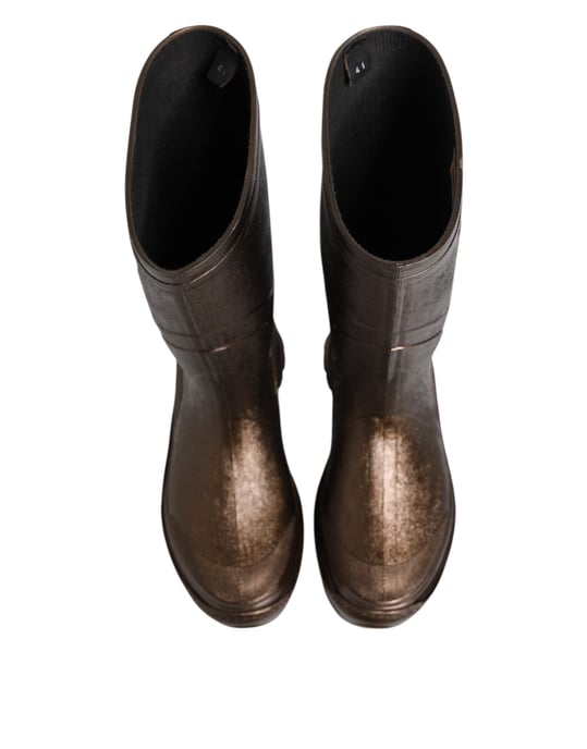Dolce & Gabbana Metallisk Brons Drar På Regnstövlar Skor - Image 4