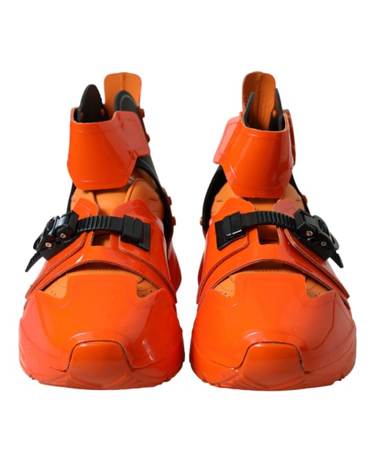 Dolce & Gabbana Oranje Multi Paneel Chunky Hoogtop Sneakers Schoenen - Image 2