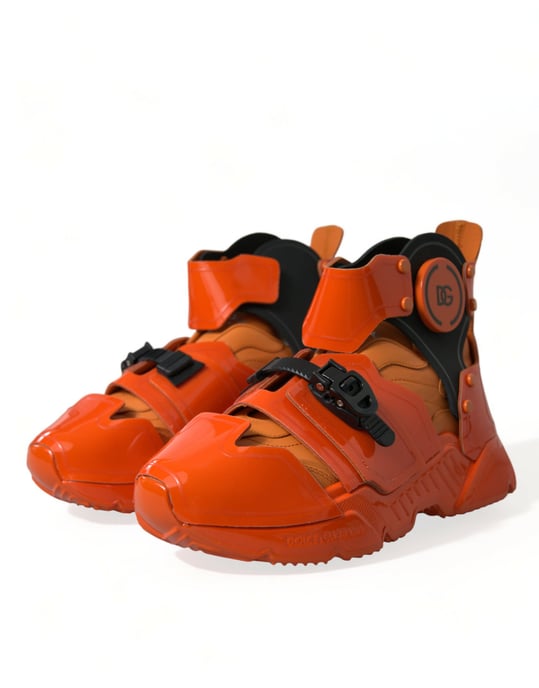 Dolce & Gabbana Oranje Multi Paneel Chunky Hoogtop Sneakers Schoenen - Image 3