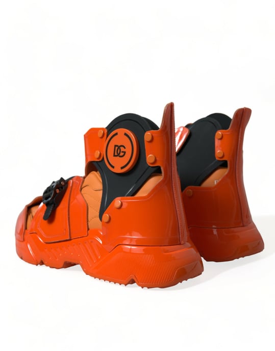 Dolce & Gabbana Oranje Multi Paneel Chunky Hoogtop Sneakers Schoenen - Image 4