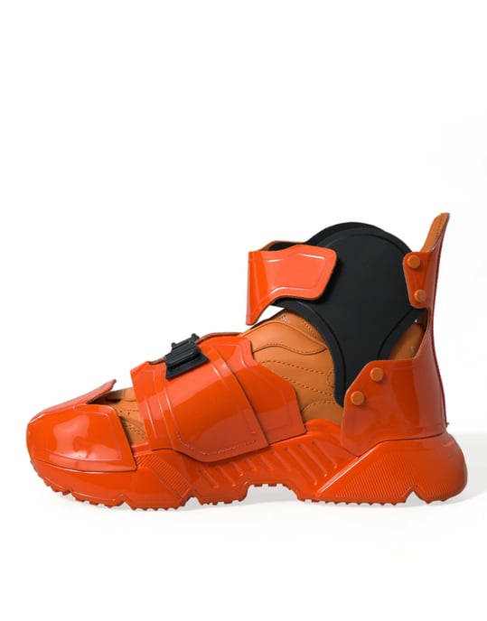 Dolce & Gabbana Oranje Multi Paneel Chunky Hoogtop Sneakers Schoenen - Image 5