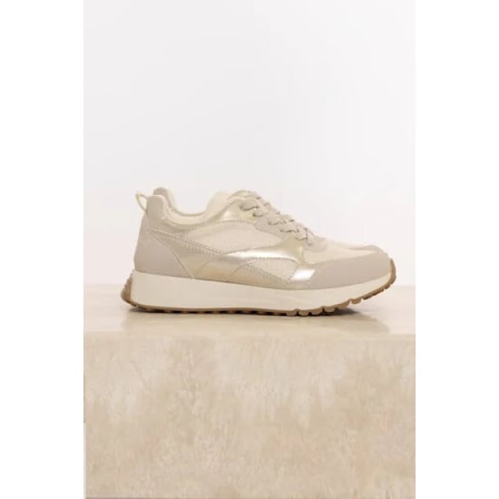 Rino & Pelle Fieve.1002621 rino&pelle mixed material sneaker taupe light gold - Image 1