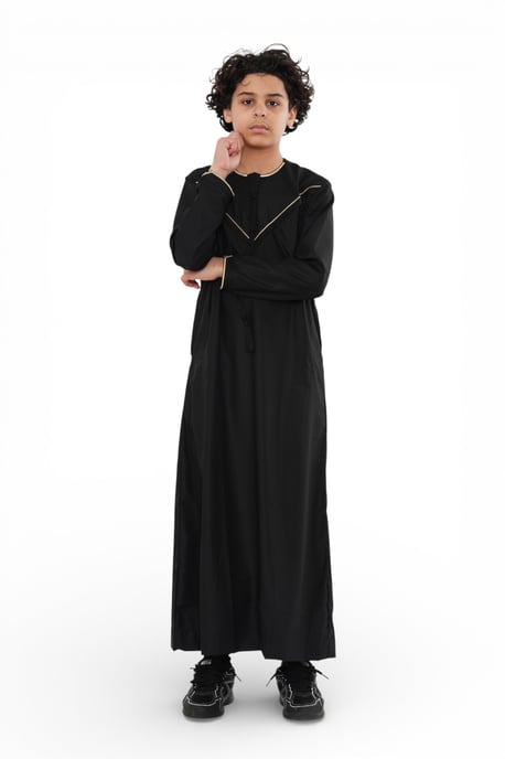 Kinderen Jongens Ramadan Zwart Marokkaanse Jubba Robe Djellaba Eid Thobe - K-TT-006 - Image 2