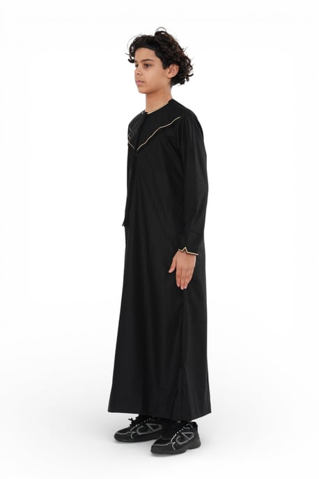 Kinderen Jongens Ramadan Zwart Marokkaanse Jubba Robe Djellaba Eid Thobe - K-TT-006 - Image 3