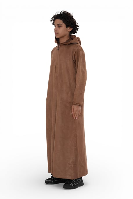 Kinderjongens Jubba-gewaad met capuchon voor Eid, camelbruin, Marokkaanse stijl, Ramadan, Eid Thobe - K-HM12 - Image 3