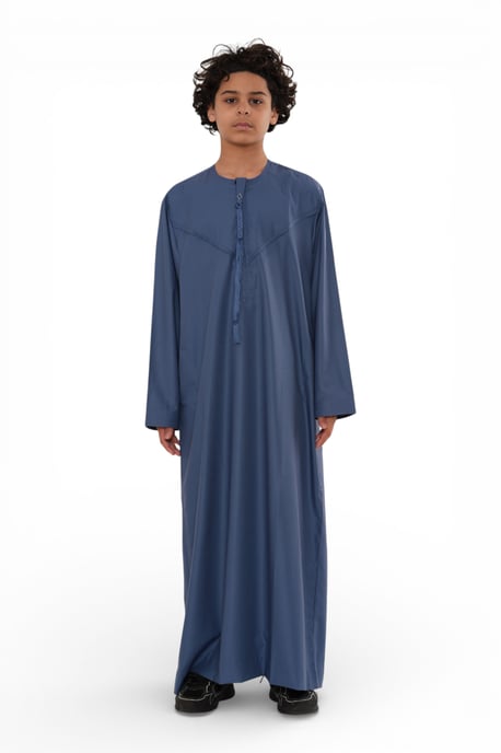Kinderen jongens Eid blauwe Marokkaanse Jubba gewaad Djellaba Ramadan Eid Thobe - K-HM11 - Image 1