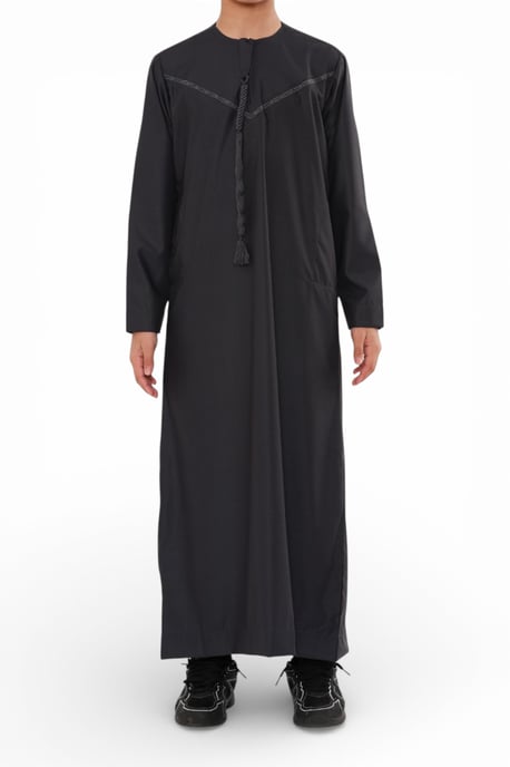 Kinderen Jongens Ramadan Eid Houtskool Grijs Marokkaanse Jubba Robe Djellaba Thobe - K-TT008 - Image 5