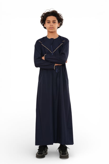 Kinderen Jongens Ramadan Marineblauw Marokkaanse Jubba Robe Djellaba Eid Thobe - K-TT-006 - Image 2