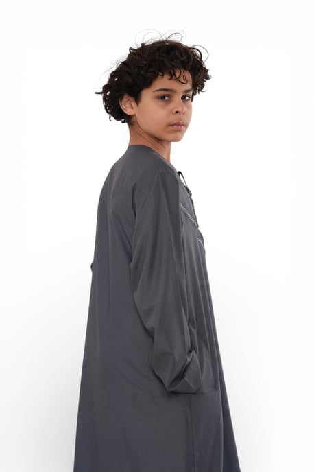 Kids Boys Eid Grey Moroccan Thobe Robe Djellaba Ramadan Eid Jubba- K-HM10 - Image 4
