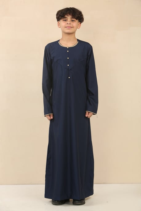 Kid's Boys Blue Oman Eid Thobe Saudi Emirati Jubba Robe - Image 1