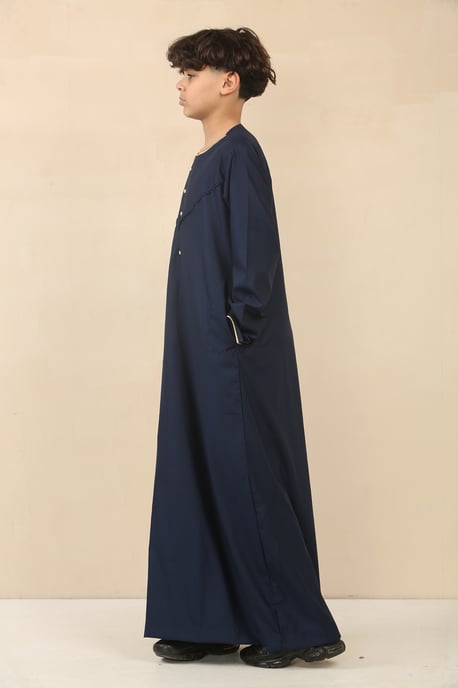 Kid's Boys Blue Oman Eid Thobe Saudi Emirati Jubba Robe - Image 2