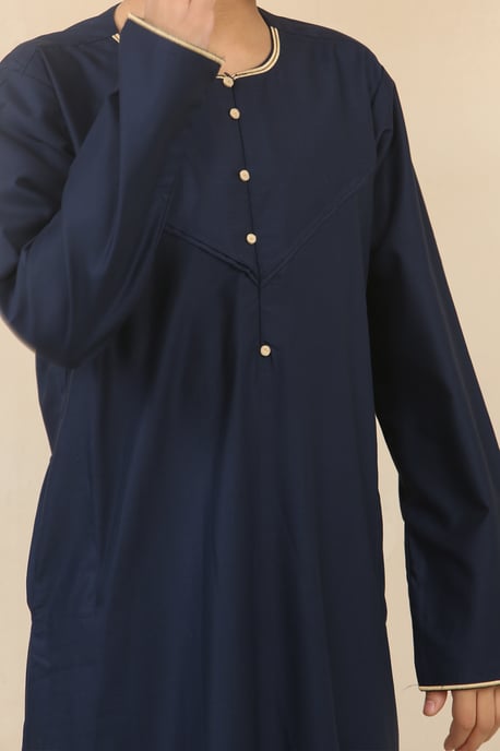 Kid's Boys Blue Oman Eid Thobe Saudi Emirati Jubba Robe - Image 4