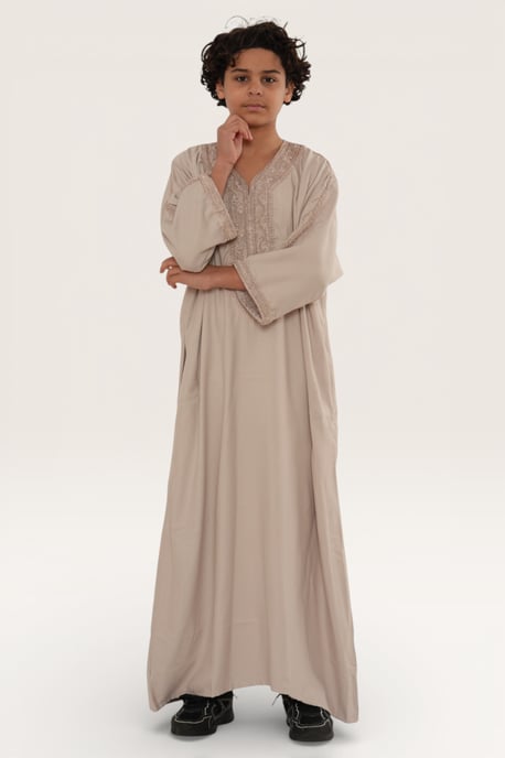 Kinderen jongens zalm Marokkaanse Thobe gewaad Djellaba Gandoura Eid Jubba- K-HM66 - Image 2