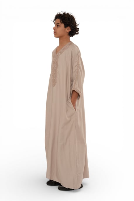 Kinderen jongens zalm Marokkaanse Thobe gewaad Djellaba Gandoura Eid Jubba- K-HM66 - Image 3