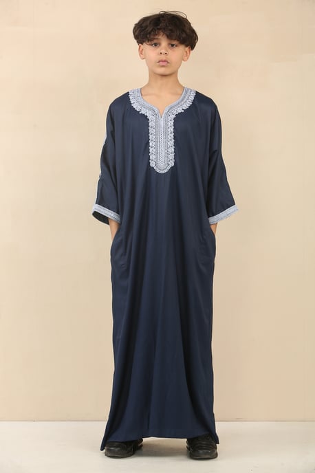 Kinderjongens blauwe Marokkaanse Thobe Jubba Robe Eid Djellaba Gandoura - Image 1