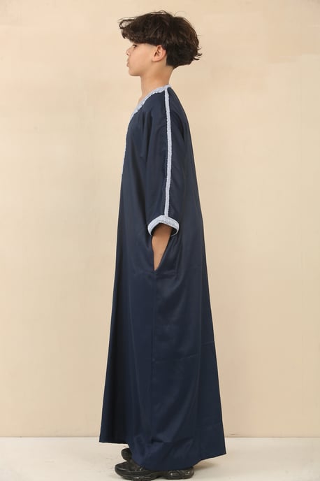 Kinderjongens blauwe Marokkaanse Thobe Jubba Robe Eid Djellaba Gandoura - Image 2