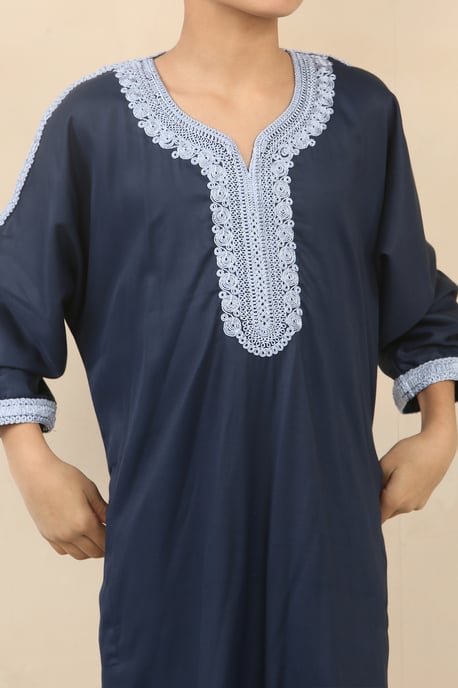 Kinderjongens blauwe Marokkaanse Thobe Jubba Robe Eid Djellaba Gandoura - Image 4